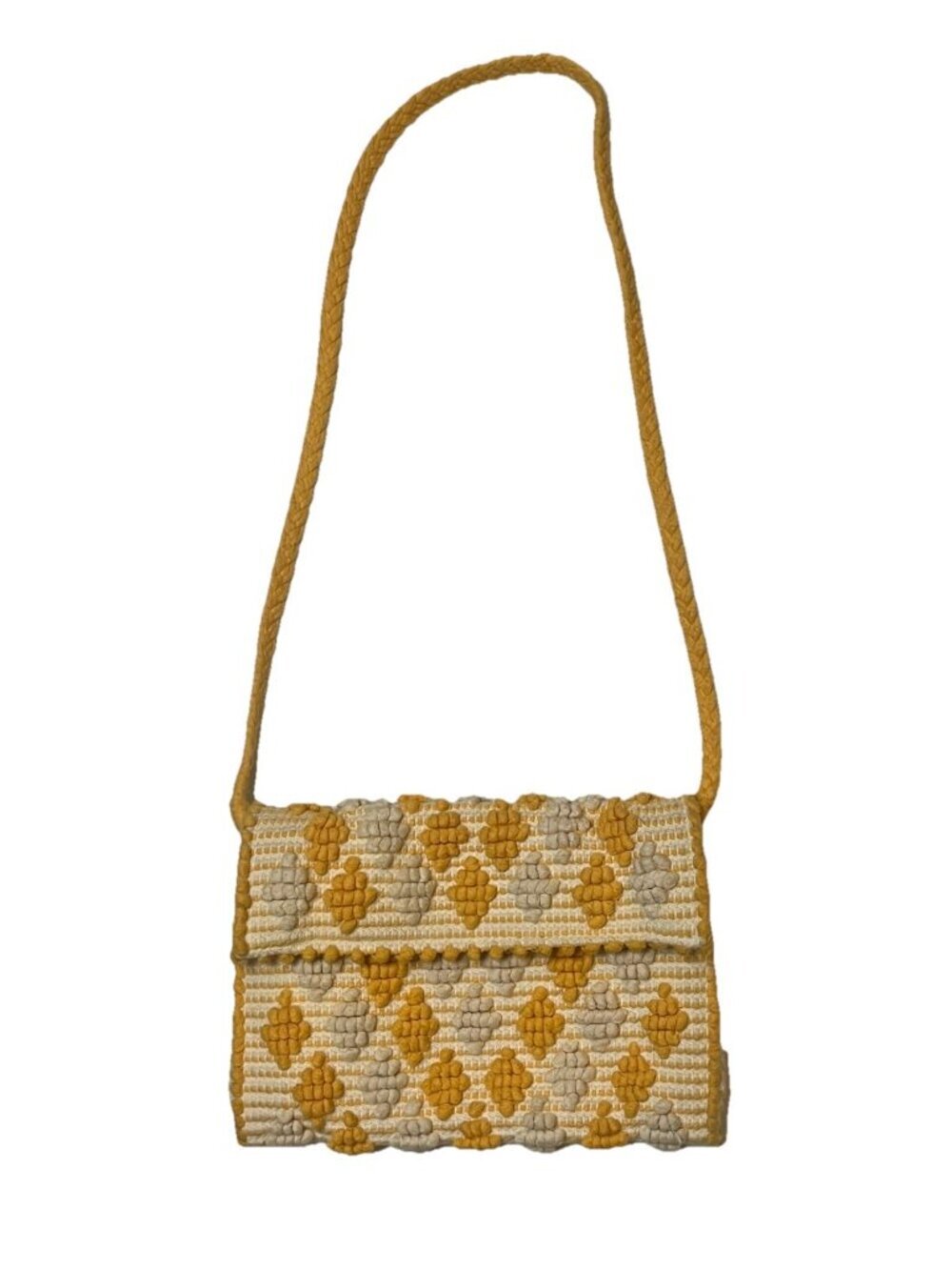 Antonello Tedde Handcrafted Woven Crossbody Bag Yellow Cream Cotton Italy Boho
